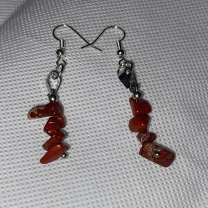 Elegant Red Stone Dangle Earrings